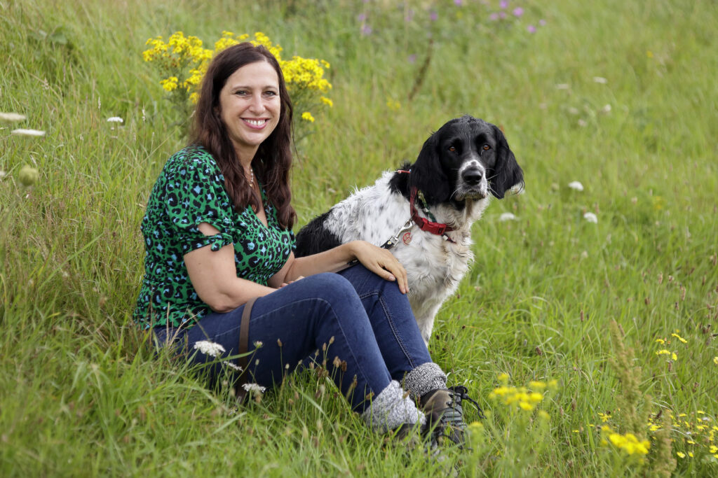 Author Naomi Simmons with Ruby, Large Munsterlander